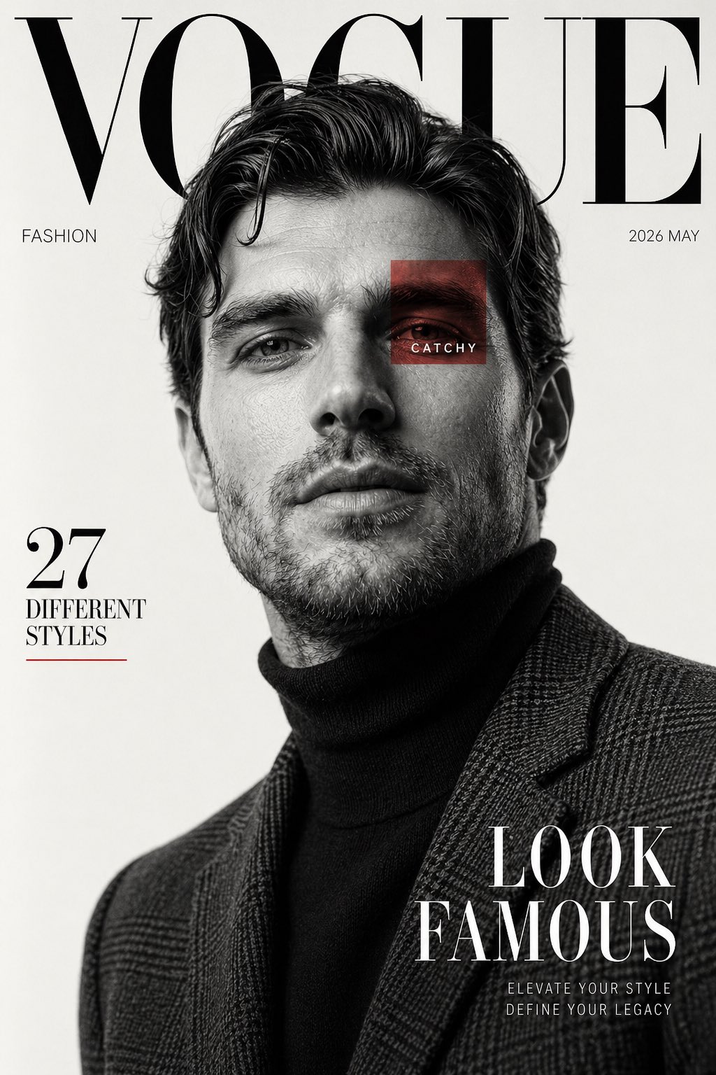 Luxury Fashion Magazine Cover Black and White 